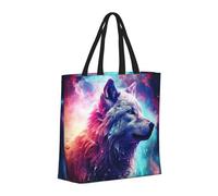 Buewutiry Grand sac fourre-tout pour femme - Sac fourre-tout réutilisable avec fermeture éclair, sac de plage pour femme, sac multicolore étoilé loup maman pour maman, adapté pour l'hôpital, la plage