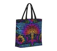 Buewutiry Grand sac fourre-tout pour femme - Sac fourre-tout réutilisable avec fermeture éclair, sacs de plage pour femme, sac indien mandalas libellule pour maman, adapté pour l'hôpital, la plage