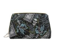 Buewutiry Grande trousse de maquillage de voyage - Trousse de maquillage portable en cuir PVC avec fermeture éclair, motif de faucheuse tombales, trousse de toilette pour femme