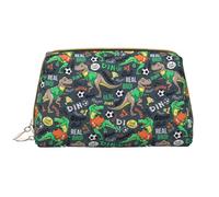 Buewutiry Grande trousse de maquillage de voyage - Trousse de maquillage portable en cuir PVC pour femme avec fermeture éclair - Trousse de toilette pour femme - Motif dinosaure