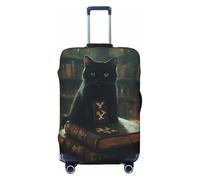 Buewutiry Housse de protection pour bagages de voyage - Halloween chat noir mystérieux carnet anti-rayures pour valise de 45,7 à 81,3 cm, noir, Large