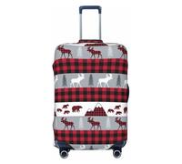 Buewutiry Housse de protection pour bagages de voyage - Housse de valise anti-rayures à carreaux Buffalo Forest pour bagages de 45,7 à 81,3 cm, Noir , M