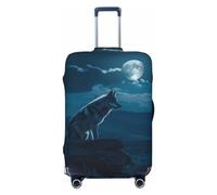 Buewutiry Housse de protection pour bagages de voyage - Housse de valise lavable Lonely Night Wolf pour bagages de 45,7 à 81,3 cm, noir, Large