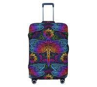 Buewutiry Housse de protection pour bagages de voyage - Motif mandalas indiens et libellules - Anti-rayures - Convient aux bagages de 45,7 à 81,3 cm, Noir , L