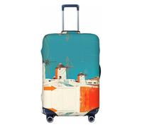 Buewutiry Housse de protection pour bagages de voyage - Moulins à vent grecs colorés anti-rayures pour valises de 45,7 à 81,3 cm, noir, Large