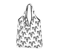 Buewutiry Lot de 3 grands sacs fourre-tout pour femme - Sacs d'épicerie légers et réutilisables en tissu avec poignées pour esquisse, motif tête de chèvre cool pour faire ses courses, pour le travail