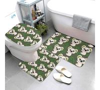Buewutiry Lot de 3 tapis de bain doux pour salle de bain, baignoire, toilettes, motif koala aux grands yeux, absorbants, lavables, en forme de U
