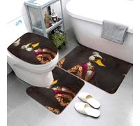 Buewutiry Lot de 3 tapis de salle de bain en forme de canard de style noble absorbants et lavables, housse de couvercle de toilette en forme de U, tapis de contour doux, tapis de bain pour salle de