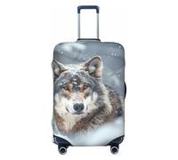 Buewutiry Majestic Snowy Wolf Housse de protection anti-rayures pour valise de 45,7 à 81,3 cm, Noir , L