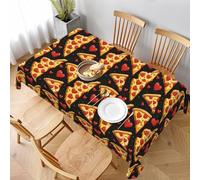 Buewutiry Nappe rectangulaire 89 x 140 cm - Motif pizza cœur rouge - Protection de table de pique-nique carrée infroissable pour extérieur, camping, salle à manger, fête, ferme