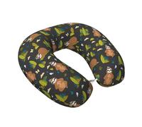 Buewutiry Oreillers de voyage en mousse à mémoire de forme pour avions - Doux et drôles de paresseux dans la forêt en forme de U pour dormir pour les voyages, la voiture, le train, la sieste et la