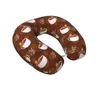 Buewutiry Oreillers de voyage en mousse à mémoire de forme pour avions - Ours doux et mignon en forme de paresseux se relaxant dans une tasse à café en forme de U pour dormir pour les voyages, la