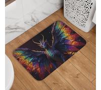 Buewutiry Paillasson d'entrée intérieur ou extérieur - 40,6 x 61 cm - Lavable - Motif ailes arc-en-ciel et dragon majestueux - Tapis de salle de bain pour salle de bain et cuisine