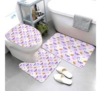 Buewutiry Pi Day Happy Lot de 3 tapis de bain absorbants et lavables en forme de U pour abattant de toilettes, tapis de contour de toilette, tapis de douche doux pour salle de bain, baignoire, WC