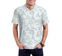 Buewutiry Polo pour homme - Imprimé équation mathématique décontractée à manches courtes boutonnées pour homme, noir, Taille 3XL