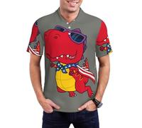 Buewutiry Polo pour homme - Polo de golf décontracté à manches courtes pour homme Motif dinosaure Super héros, Noir , S