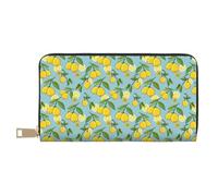 Buewutiry Portefeuille fin en cuir pour homme et femme - Joli portefeuille pour cartes d'embrayage F avec fermeture éclair - Citron