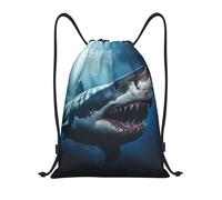 Buewutiry Sac à dos avec cordon de serrage - Petit requin réaliste 3D avec cordon de serrage, Noir/blanc, M
