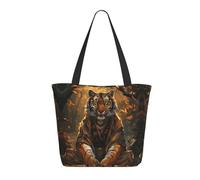 Buewutiry Sac fourre-tout de voyage pour femme - Sac à bandoulière léger avec motif tigre dans la forêt morte - Sac à main pour infirmière, plage - Grand sac à main tendance pour femme avec fermeture