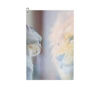 Buewutiry Serviettes de golf pour homme et femme - 61 x 40,6 cm - Le chat se regarde dans le miroir - Serviette de golf absorbante à séchage rapide pour nettoyer les sacs de golf - Accessoires avec