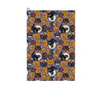 Buewutiry Serviettes de golf pour homme et femme - 61 x 40,6 cm - Motif chats effrayants et citrouilles d'Halloween - Serviette de golf absorbante à séchage rapide pour nettoyer les balles de golf