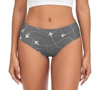 Buewutiry Sous-vêtements pour femme - Avion Routes Around The World Comfort Stretch Culottes Bikini Slip pour femme, noir, Medium