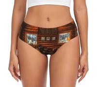 Buewutiry Sous-vêtements pour femme - Log Cabin Inside Comfort Stretch Culotte bikini pour femme, noir, X-Small