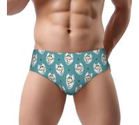 Buewutiry Sous-vêtements pour homme - Lunettes mignonnes drôles husky extensibles respirantes coupe classique sous-vêtements bikini pour homme, noir, 3X-Large
