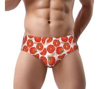 Buewutiry Sous-vêtements pour homme - Mignon Tomate Food Stretch Respirant Coupe classique Sous-vêtements Bikini Slip pour homme, noir, X-Large