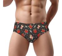 Buewutiry Sous-vêtements pour homme - Tasse rouge imprimé café extensible respirant coupe classique sous-vêtements bikini pour homme, noir, Medium