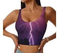 Buewutiry Soutien-gorge de sport pour femme à soutien élevé - Violet orage violet - Débardeur d'entraînement athlétique doux pour femme, Noir/blanc, M