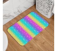 Buewutiry Tapis de porte d'entrée intérieur ou extérieur - 40,6 x 61 cm - Lavable, motif écailles arc-en-ciel, 2 tapis de salle de bain pour salle de bain, cuisine, sol