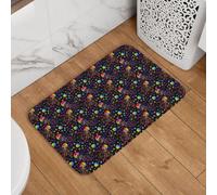 Buewutiry Tapis de porte d'entrée intérieur ou extérieur - 40,6 x 61 cm - Lavable - Motif méduses arc-en-ciel - Tapis de salle de bain pour salle de bain et cuisine - Tapis de sol pour salle de bain