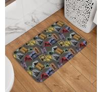 Buewutiry Tapis de porte d'entrée intérieur ou extérieur - 40,6 x 61 cm - Lavable - Motif mondes du monde - Tapis de bain pour salle de bain et cuisine - Tapis de sol pour salle de bain et cuisine