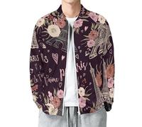 Buewutiry Veste coupe-vent légère pour homme - Romantique Paris décontracté - Fermeture éclair, Style-43, Medium