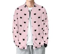 Buewutiry Veste légère pour homme - Veste bomber coupe-vent décontractée à fermeture éclair avec imprimé chat mignon, Style 26, X-Large