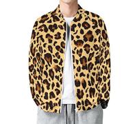 Buewutiry Veste légère pour homme - Veste bomber coupe-vent décontractée à imprimé léopard jaune et noir, Style 27, X-Large