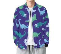 Buewutiry Veste légère pour homme - Veste bomber coupe-vent décontractée à motif dinosaure bleu, Style 6, X-Large