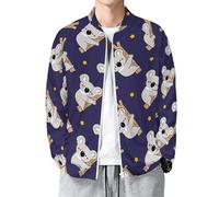 Buewutiry Veste légère pour homme - Veste bomber décontractée à fermeture éclair pour homme - Jaune étoiles gris Koala, Style 15, X-Large