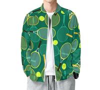 Buewutiry Veste légère pour homme - Veste bomber décontractée à fermeture éclair pour homme - Raquettes et balles de tennis, Style 19, X-Large