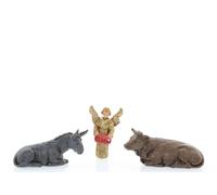 Bœuf, Âne et Ange Gloria pour Crèche de 3,5 cm Échelle 1:50 - Figurines de Crèche Indestructibles - Style XVIIIe, Peinture Finition à la Main, Produit Officiel, Fabriqué en Italie, Sculpteur M. Landi
