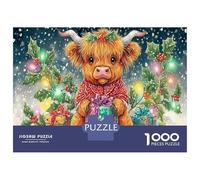 Bœuf de Noël Lot de Puzzles Familial, Xmas Bull Carton Extra-Épais, Jeu Familial, Activité Vacances, Cadeau pour Maison 70x50cm/1000pcs