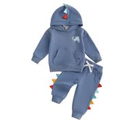 Bufarromio Ensemble de vêtements 2 pièces pour bébé garçon avec capuche dentelée et pantalon de survêtement taille élastique pour bébé garçon, noir foncé, 18-24 mois