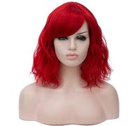 BUFASHION Perruque synthétique courte ondulée et bou pour femme - 35,6 cm - Pour cosplay et Halloween - 13 couleurs disponibles