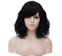 BUFASHION Perruque synthétique courte ondulée pour femme de 35,6 cm avec frange latérale, 13 couleurs disponibles
