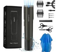 Bufccy Tondeuse à cheveux professionnelle sans fil pour homme, kit de tondeuse à barbe avec aspiration puissante sous vide, étanche, rechargeable pour barbe, poils du visage, chaumes