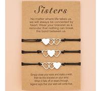 Bufenia Bracelets soeur pour meilleur ami amitié coeur bracelets à breloques ensemble promesse BFF Bestie correspondant bracelets longue distance (Cœur)