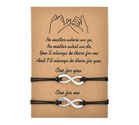 Bufenia Bracelets soeur pour meilleur ami amitié coeur bracelets à breloques ensemble promesse BFF Bestie correspondant bracelets longue distance (Chanceux 8)