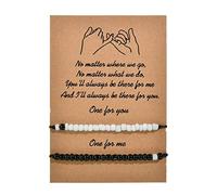 Bufenia Bracelets soeur pour meilleur ami amitié coeur bracelets à breloques ensemble promesse BFF Bestie correspondant bracelets longue distance (Perle)