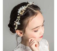 Bufenia Couvre-chef de perles pour fille de fleurs Serre-tête princesse d'or Daisy Hair Vine Accessoires pour cheveux de mariée pour mariage